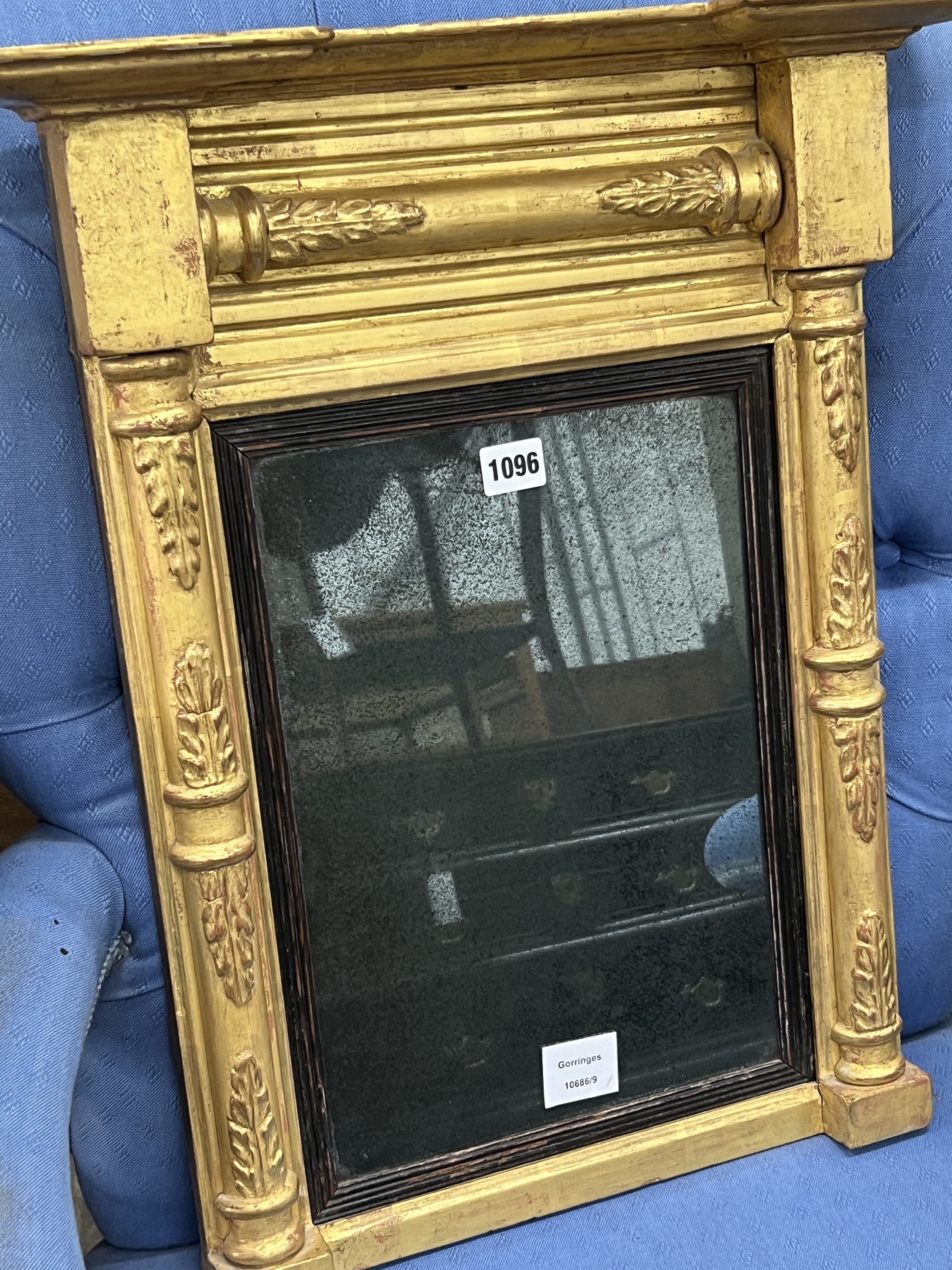 A Regency giltwood and composition pier glass, width 47cm, height 56cm